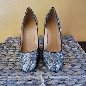 J Crew Elsie sparkly glitter pumps size 6.5 4 Inch Heel